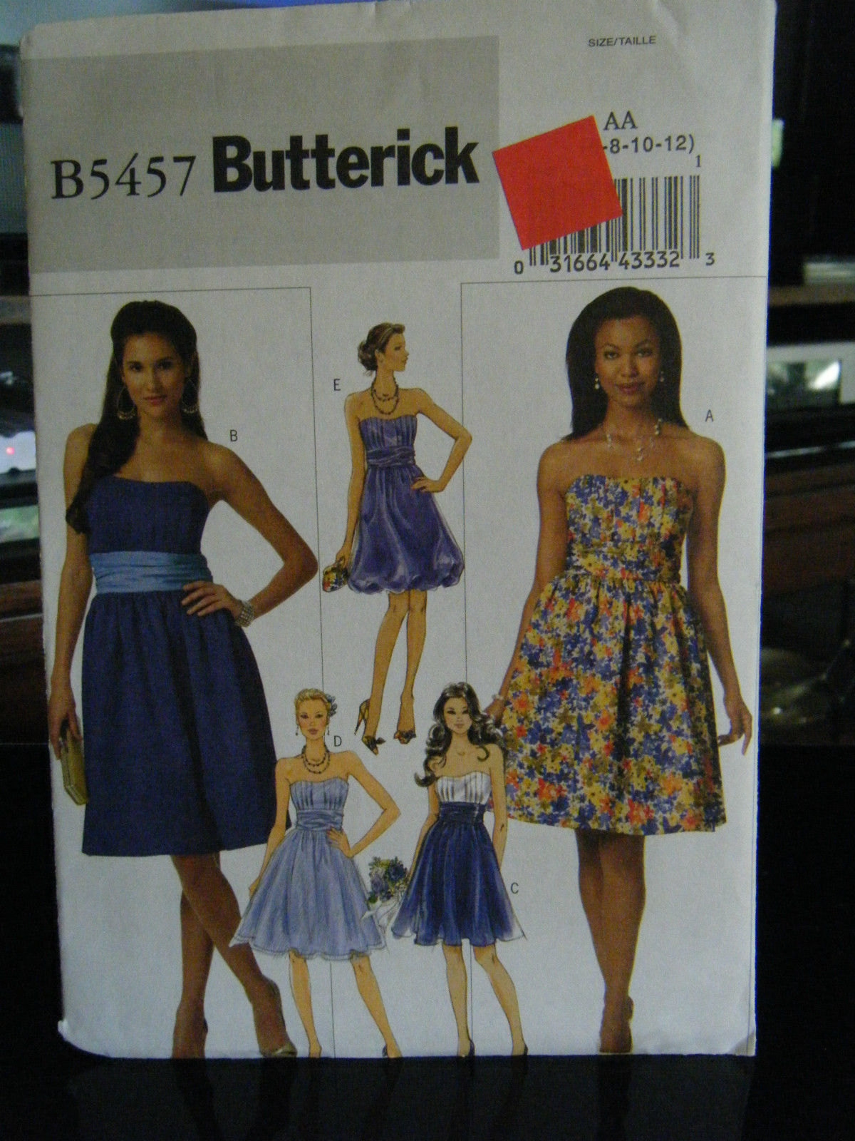 Primary image for Butterick B5457 Misses Cocktail Party Strapless Dress Pattern - Size 6/8/10/12