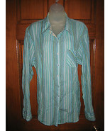 Style &amp; Co. Woman Aqua Striped Button Front Shirt or Blouse - Size 20W - £12.23 GBP