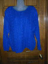 Chaus Woman Royal Blue Cable Stitch Sweater - Size 1 - $21.41