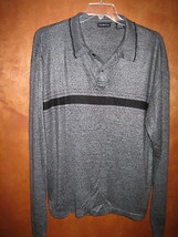 Men&#39;s George Gray &amp; Black LS Polo Sweater Shirt - Size L - £10.82 GBP