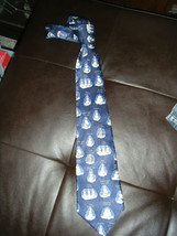 Whimsical John Ashford Navy Blue Snowman Silk Neck Tie - $16.26
