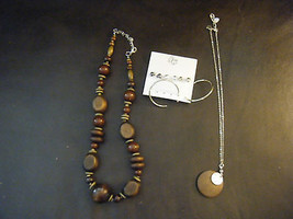 Lot of 2 Wood Bead Necklaces &amp; 4 Pairs of Earrings - £14.98 GBP