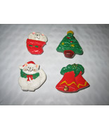 Set of 4 Christmas Holiday Plastic Resin Button Covers - £6.50 GBP