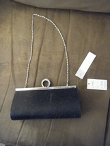 Sasha Black Glitter Evening Clutch Bag w/Optional Shoulder Chain Strap - NEW!! - £19.04 GBP
