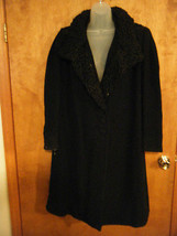 Vintage Ladies Black Wool Coat - Size Large - $34.10