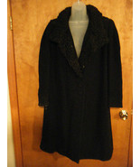 Vintage Ladies Black Wool Coat - Size Large - £26.66 GBP