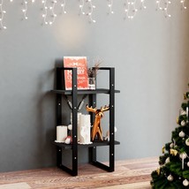 2-Tier Book Cabinet Black 40x30x70 cm Solid Pine Wood - £20.89 GBP