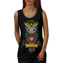 Bright Colorful Owl Tee Nature Bird Women Tank Top - £10.47 GBP