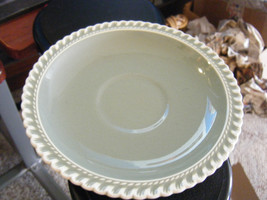 Harker Ware Pottery Pate Sur Pate Green Saucer Plate - $10.50