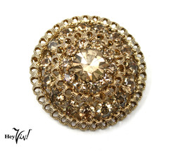Vintage Gold Rhinestone Pin - 3D Cone Shape - Classic 50s - Organza Bag -Hey Viv - £15.72 GBP