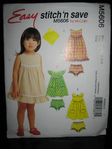 McCall&#39;s Stitch&#39;n Save M5606 Toddler Girls Top/Dress/Panties Pattern-Siz... - $7.71