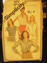 Simplicity 5172 Misses Shirts Pattern - Size 14 Bust 36 - $8.64