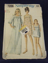 Simplicity 7096 Misses Nightgown in 3 Lengths &amp; Panties Pattern - Sz 12 Bust 32 - $9.00