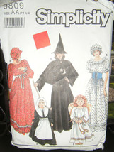 Simplicity 9809 Misses Witch, Prairie, Angel & Pilgrim Costume Pattern - Sz Pt-S - £6.46 GBP