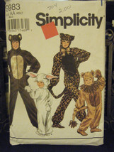 Simplicity 9983 Adult's Bear, Bunny, Leopard & Lion Costume Pattern - Size S - $10.11