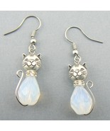 Cat Glass Drop Dangle Earrings - Opal (BN-EAR101) - £10.96 GBP