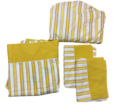 Vtg 70s Retro Springmaid Fitted + Flat Bed Sheet + 2 Pillowcases Mustard Yellow - £23.73 GBP