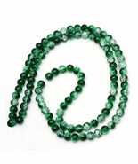 Z Crackle Glass round Bead 4 mm lot of 2 strands 31 inch dark green stra... - $10.37 CAD