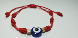 Double Protection Blue Evil Eye Red String 7 Bracelet Good Luck &amp; Power - £7.74 GBP