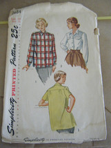 Vintage 1940's Simplicity 2684 Misses Sport Blouses Pattern - Size 14 Bust 32 - $11.34