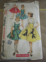 Vintage 1950&#39;s Simplicity 1704 Girl&#39;s Skirt &amp; Jumper Pattern - Size 12 B... - $16.03