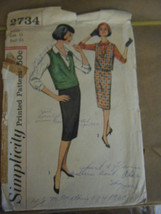 Vintage 1950's Simplicity 2734 Misses Jerkin Vest Pattern - Size 13 Bust 33 - £3.55 GBP