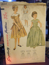 Vintage 1950&#39;s Simplicity 3531 Girl&#39;s Dress Pattern - Size 8 Chest 26 - £12.94 GBP