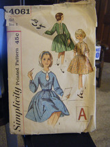 Vintage 1960's Simplicity 4061 Girl's Dress Pattern - Size 8 Chest 26 - $9.51