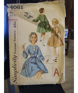 Vintage 1960's Simplicity 4061 Girl's Dress Pattern - Size 8 Chest 26 - £7.62 GBP