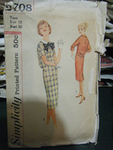 Vintage 1960's Simplicity  2708 Teen Size Dress Pattern - Size 10 - $11.78