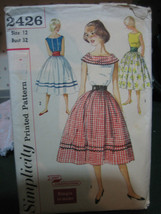 Vintage Simplicity 2426 Skirt, Blouse & Cummerbund Pattern - Size 12 Bust 32 - $16.83
