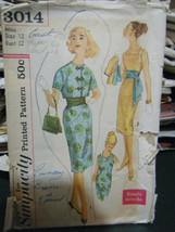 Vintage Simplicity 3014 Misses Dress, Jacket & Sash Pattern - Size 12 Bust 32 - $12.30