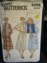 Vintage Butterick 6343 Misses Dresses &amp; Vests Pattern - Size 12 - £5.95 GBP