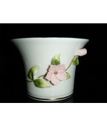 Vintage Lefton #720 Pink Flowers &amp; Green Leaves Bisque Vase - £16.61 GBP