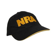 NRA National Rifle Association Hat 5 Panel Ball Cap Black and Gold Adjustable - £13.27 GBP