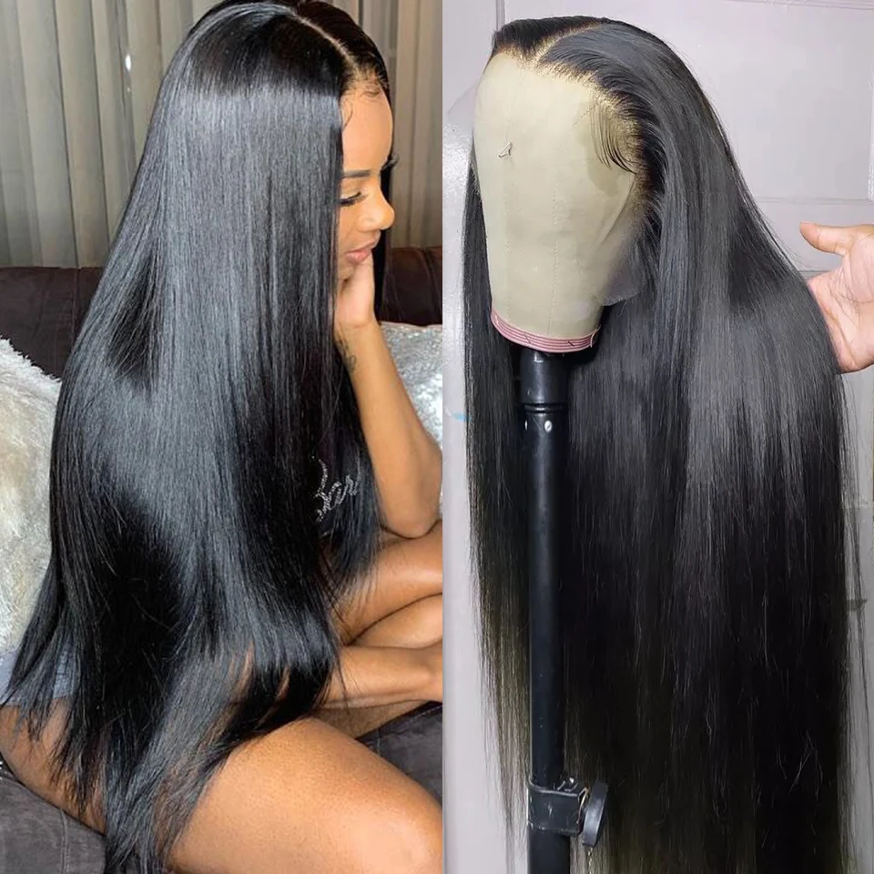 30 40 Inch Straight Human Hair hd Lace Frontal Wig Brazilian 13x4 13x6 Lace - £98.22 GBP+