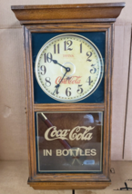 Vintage DRINK Coca Cola Clock In Bottles Battery Op Regulator Pendulum - £139.50 GBP