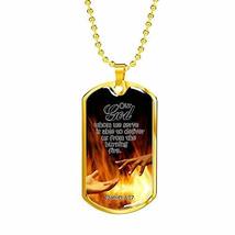 Express Your Love Gifts Firefighter Bible Verse Necklace Engraved 18k Gold Dog T - £55.15 GBP