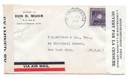 Haiti Dual Censor Airmail Cover Sc C22 Port au Prince to US WWII Examiner 14507 - $6.69