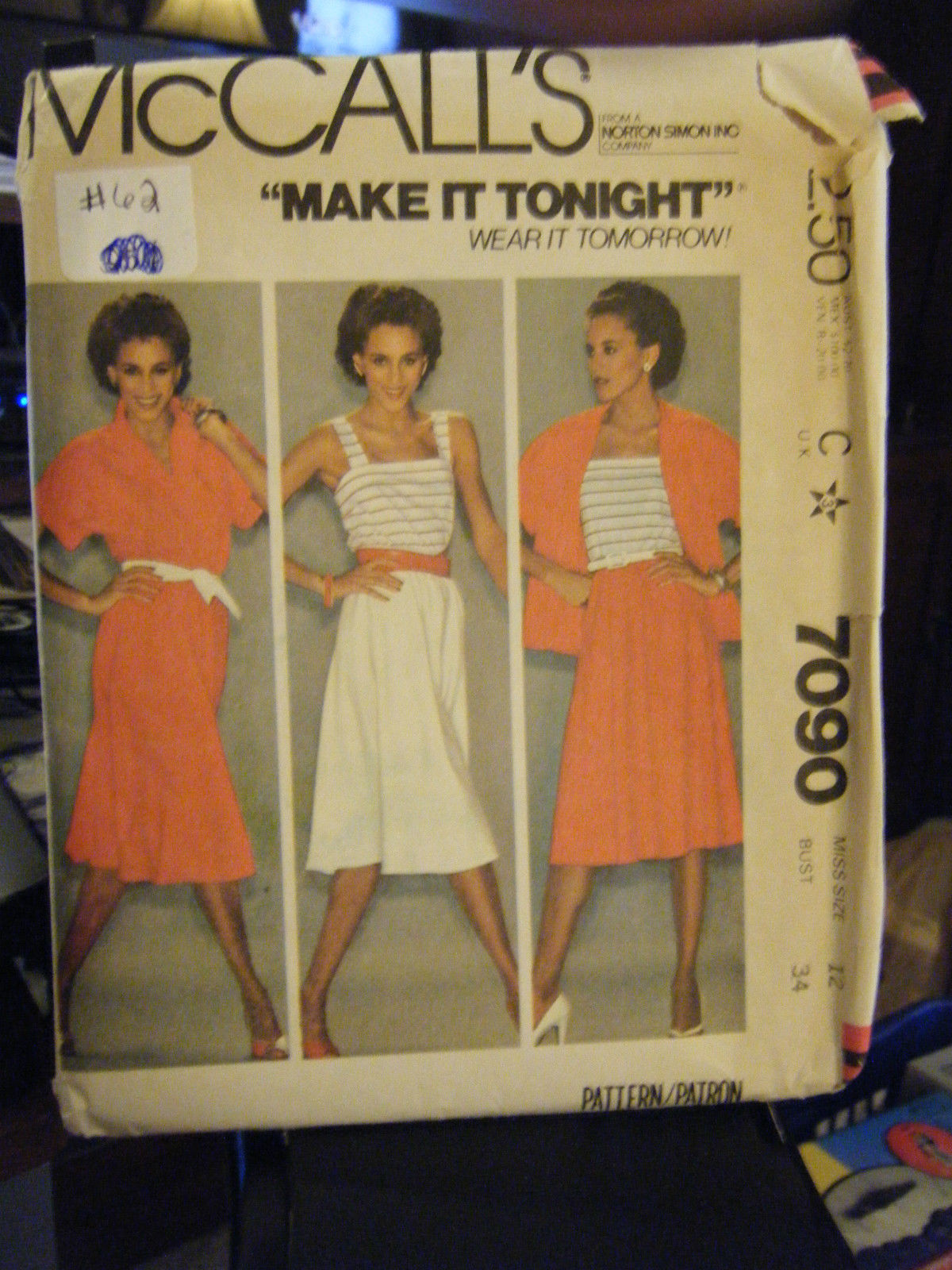 Primary image for Vintage McCall's 7090 Misses Top, Camisole & Skirt Pattern - Size 12 Bust 34