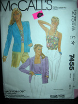 Vintage McCall's #7455 Misses Jacket & Camisole Pattern - Size 8 - £5.70 GBP