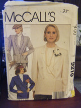Vintage McCall's 9210 Misses Jackets Pattern - Size 10 Bust 32 1/2 - $5.67