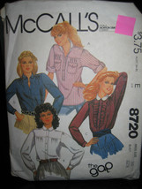 Vintage McCall&#39;s #8720 Misses Shirts Pattern - Size 10/Bust 32 1/2 - $7.65