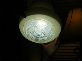 Vintage Pale Yellow Ivory Frosted Pressed Floral Glass Light Fixture Shade - $50.01