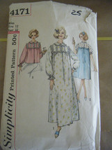 Vintage Simplicity 4171 Misses Nightgowns &amp; Bed Jacket Pattern - Size 12 Bust 32 - £8.46 GBP