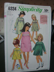 Vintage Simplicity 6334 Girl's Dress Pattern - Size 6 Chest 24 - $8.02