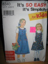 Vintage Simplicity #8340 Girl&#39;s Jumper Pattern-Sizes 3/4/5 - £5.64 GBP