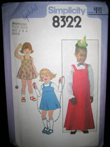 Vintage Simplicity #8322 Childs' Dress/Jumper in 2 Lengths Pattern - Sizes 3 & 4 - $7.65