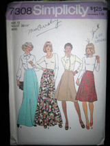 Vintage Simplicity #7308 Misses Skirt in 2 Lengths Pattern - Size 12 - $6.26