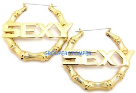 Sexy Bamboo Hoop New Pincatch Light Weight Earrings  - £9.09 GBP+